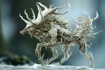 Aufkleber - Intricate sculpture of a mythical creature showcasing detailed craftsmanship in a neutral backdrop