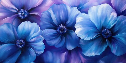 Wall Mural - Close-up of blue flowers