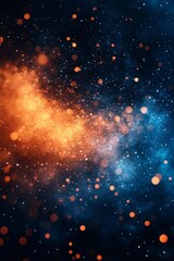 Wall Mural - abstract bokeh background with orange and blue colors, particles, and glittering lights