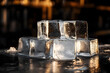 © Jack - Close-up side view of several large ice cubes stacked in two layers lying