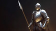 © Thiago - A stalwart knight in shining armor with a spear, ready for adventure, digital art of character design concept. Stalwart. Illustration