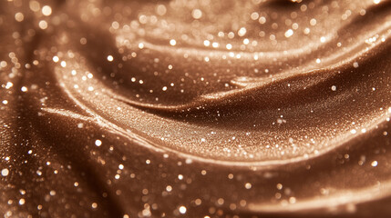 Abstract shimmering brown glitter texture with sparkling highlights creating a festive bokeh effect