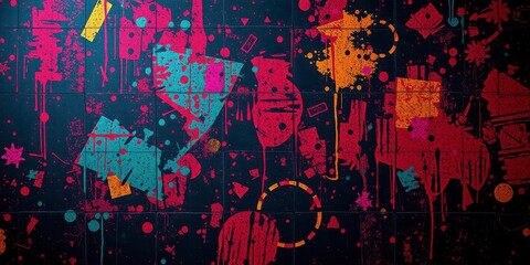 Wall Mural - Gritty and chaotic multicolored background with rough texture and dark noise elements, chaotic, texture