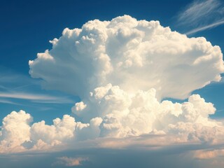 bright blue sky with dramatic anvil-shaped cumulonimbus clouds, intense clouds, powerful skies, cumu