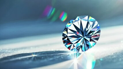 Wall Mural - sparkling diamond seamless looping 4k video animation. rotating gemstone with colorful light rays, l