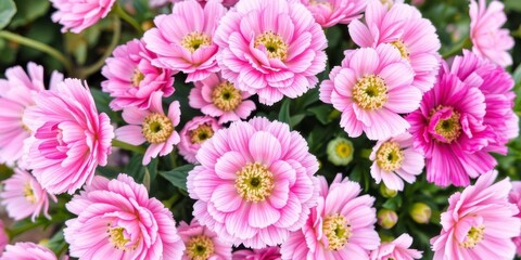 Wall Mural - Close-up shot of beautiful pink and white ranunculus flowers blooming in a garden, petals, nature, ranunculus