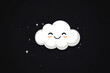 © agnes - A smiling cartoon cloud with closed eyes and soft cheeks surrounded by tiny stars on a dark background in a vector design