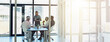 © peopleimages.com - Office, business people and woman with discussion in meeting, presentation and project review by flare. Teamwork, employees and manager with planning for corporate company, training and banner space