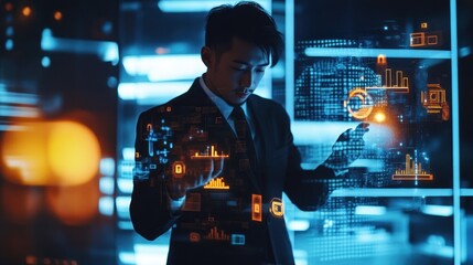 Businessman Interacting With Digital Interface