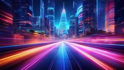 Wall Mural - abstract motion blur city