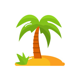tropical island with palm coconut tree vector illustration art icon sticker