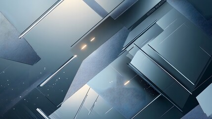 Wall Mural - abstract blue geometric shapes and lines design