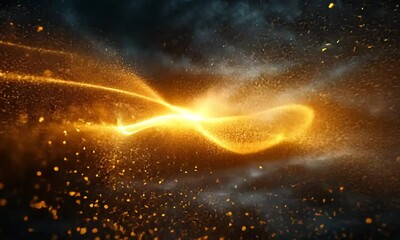 Wall Mural - A mesmerizing swirl of golden particles against a dark backdrop, evoking magic and wonder.