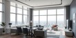 © Prayad - Modern gray living room and dining room corner with panoramic windows, sleek furniture, minimalist decor, open concept design, furniture, modern