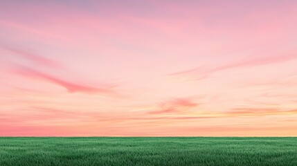 Wall Mural - a serene landscape featuring a vibrant sky at sunset, with gentle hues of pink and orange above a lu