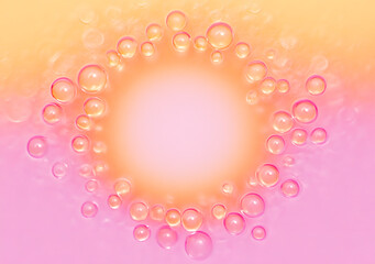 Wall Mural - blurred round circle gradient background with grain texture. pink and orange colors.