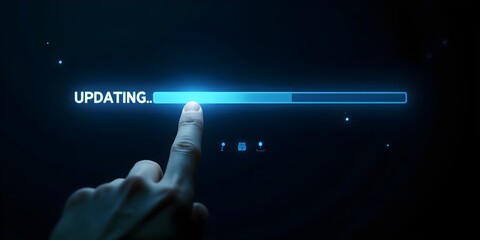 Update software application upgrade technology concept. Improved security, Software update or Operating system, patch update, updating progress bar, Install app patch, new version, program downloading