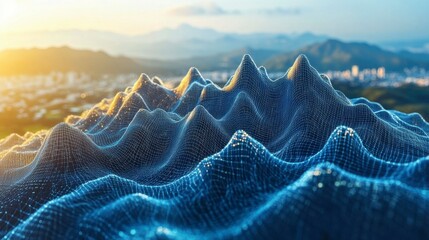 Detailed 3D illustration of a scientific background featuring a connection structure formed by a geometric mesh of lines and shapes, perfect for visualizing modern technology and data networks.