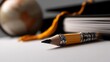 © eco_ - Close-up of a sharpened yellow pencil, academic graduation, knowledge, education, world globe, study, learning,  books,  paper,  school supplies,