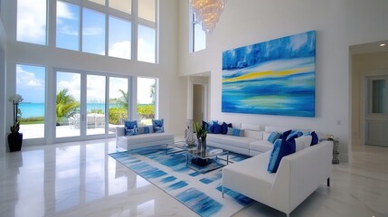 Wall Mural - beach style living room, art deco  