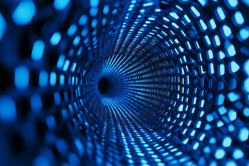 Wall Mural - blue geometric shape abstract technology background with hexagons and circles