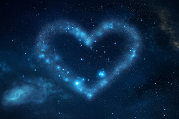 Wall Mural - bright stars in a night sky arranged in the shape of a heart, romantic magic night, outer space gala