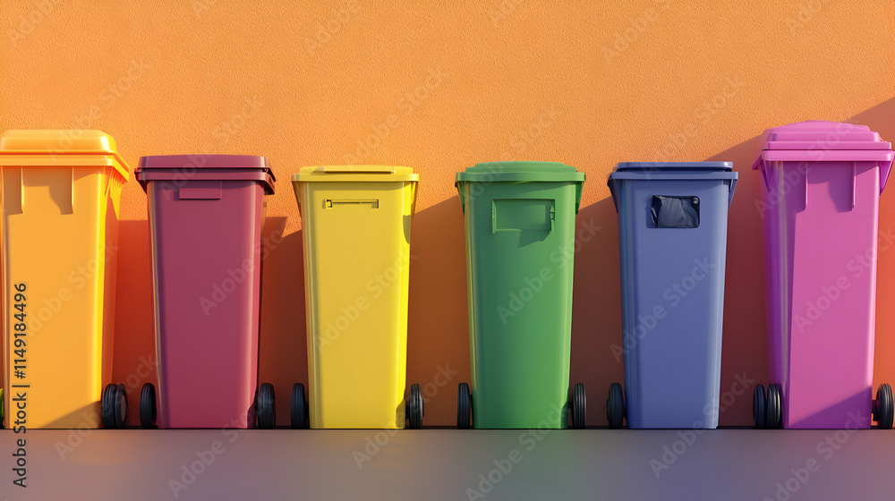 Bascit Garbage Color Garbage Trash Bins in different sizes and colors. Stock Illustration ...