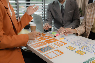 Wall Mural - the development team is consulting on the design of the website ux ui, they are working on project o