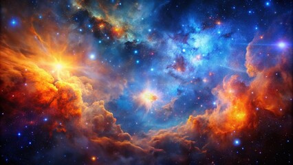 Wall Mural - Majestic Nebula: Cosmic Starfield Background Image - Rule of Thirds Composition