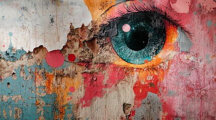 Wall Mural - Cosmic Eye: Abstract Grunge Wall Art