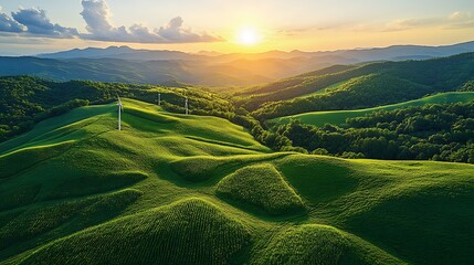 Wall Mural - Sunset Over Windmill Hills 