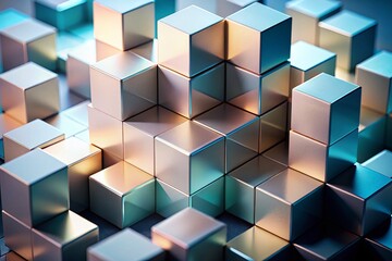 Sticker - minimalist abstract 3d cube composition: geometric shapes background