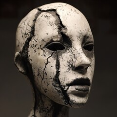 Poster - Cracked Mask: A Surrealist Sculpture