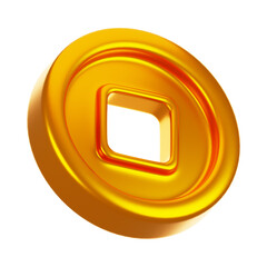 3d rendering chinese coin icon. Chinese new year icon concept