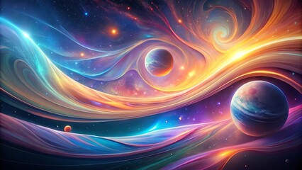 Wall Mural - cosmic nebulae and celestial bodies in vibrant hues