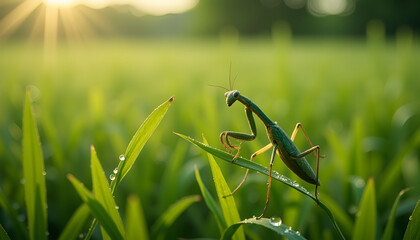 praying mantis on green grass