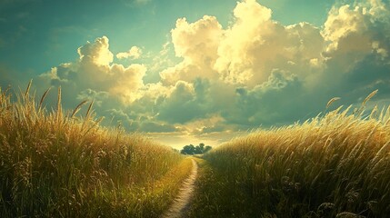 Canvas Print - Serene Countryside Path: A Summer Landscape