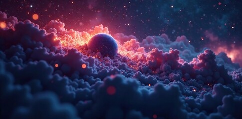 Wall Mural - A small satellite in the vastness of outer space, isolated, small satellite