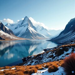 Wall Mural - snowy mountains and glaciers in prins karls forland spitsbergen landscape, prins karls forland,