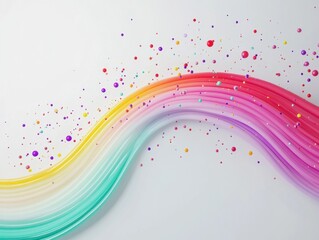 Wall Mural - A colorful rainbow with a lot of dots and splatters. The splatters are of different colors and sizes, creating a sense of movement and energy. The rainbow appears to be a work of art