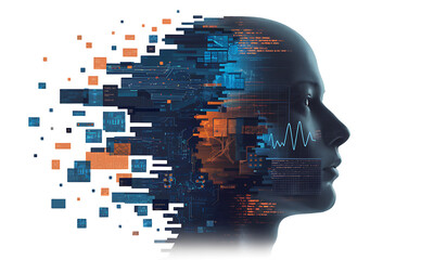 digital portrait of visionary mind isolated
