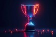 © Withun - Colorful glowing trophy with a holographic effect on a dark background, effect, dark