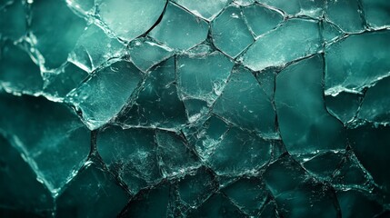 Sticker - Abstract Teal Cracked Glass Texture: A Deep Dive into Shattered Beauty