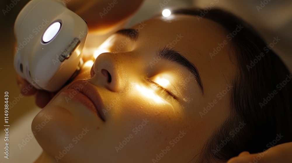 Close-up of Woman Receiving Eye Treatment with a Device