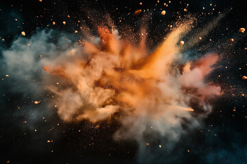 explosion of colored powder on black background