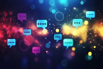 Wall Mural - digital communication concept with speech bubbles background