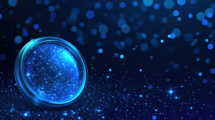 Wall Mural - glowing blue sphere with a central star, stunning display of cosmic energy and light