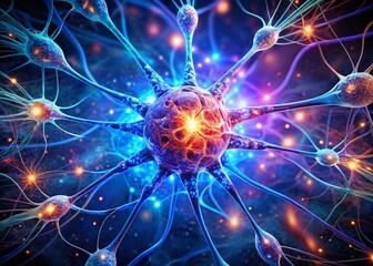 Sticker - night photography: looping artistic nerve cell on ai network