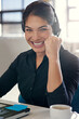 © peopleimages.com - Happy woman, portrait or consultant with headset at call center for winning, good news or telesales at office. Female person, employee or face of excited agent with smile for telemarketing promotion