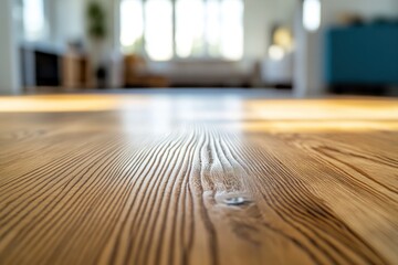 Poster - Interior view of wooden floor with blurred background.